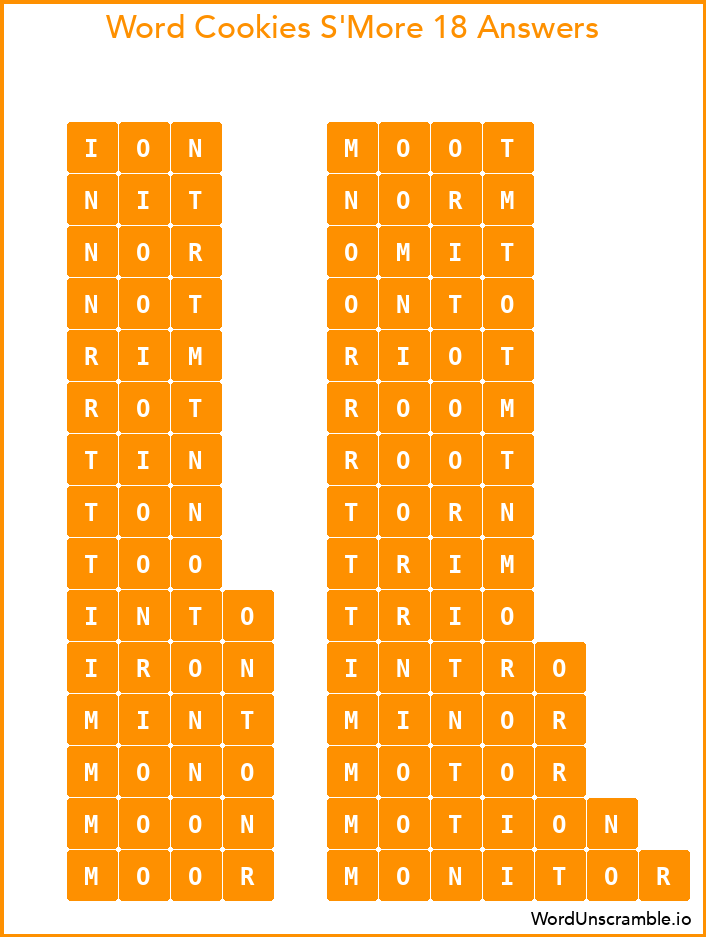 Word Cookies S'More 18 Answers
