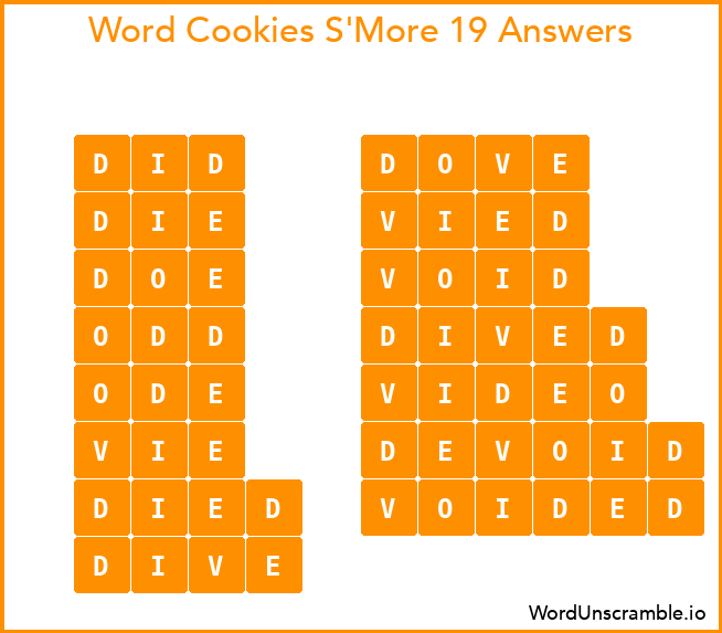 Word Cookies S'More 19 Answers