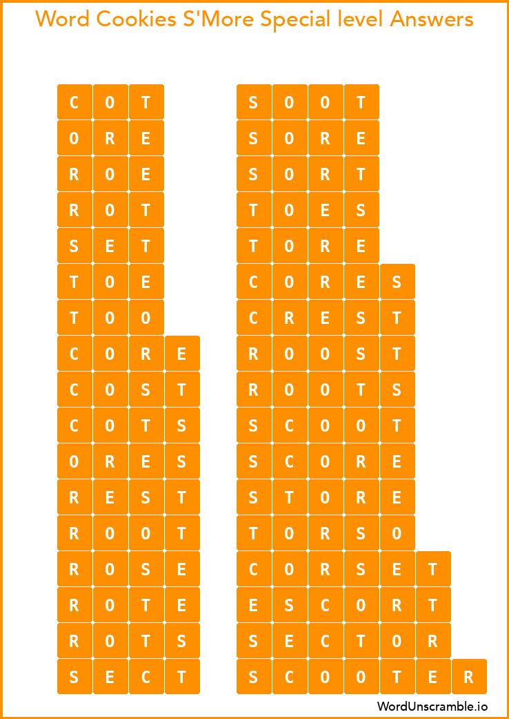 Word Cookies S'More Special level Answers