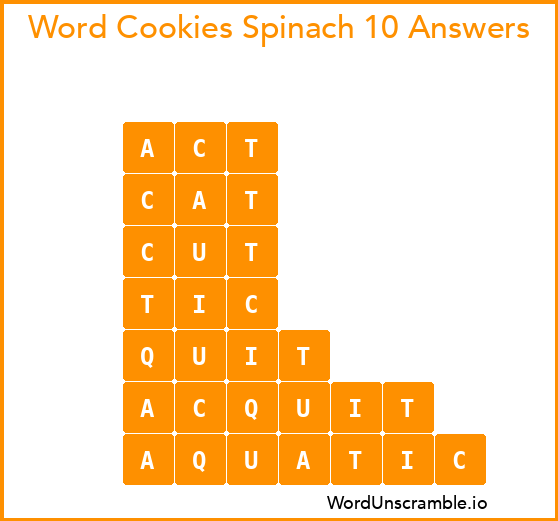 Word Cookies Spinach 10 Answers