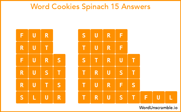 Word Cookies Spinach 15 Answers