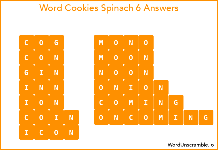 Word Cookies Spinach 6 Answers