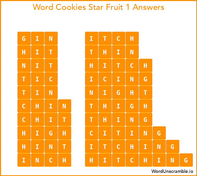 Word Cookies Star Fruit 1 Answers