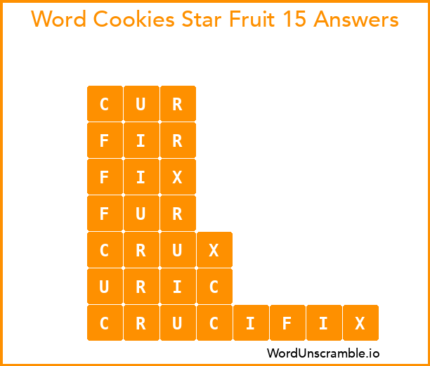 Word Cookies Star Fruit 15 Answers