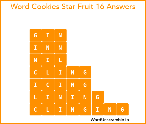 Word Cookies Star Fruit 16 Answers