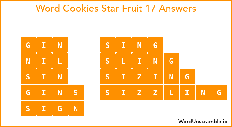 Word Cookies Star Fruit 17 Answers