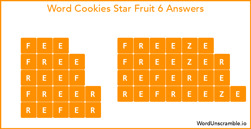Word Cookies Star Fruit 6 Answers