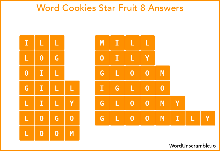 Word Cookies Star Fruit 8 Answers