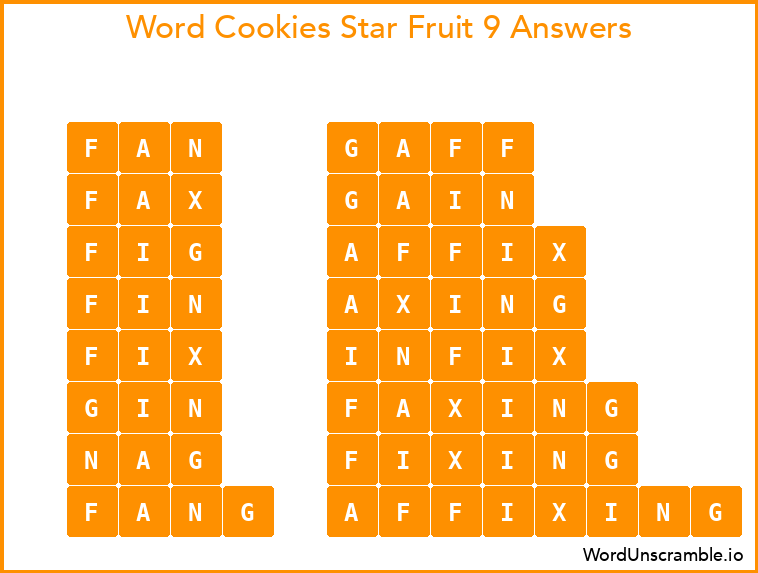 Word Cookies Star Fruit 9 Answers