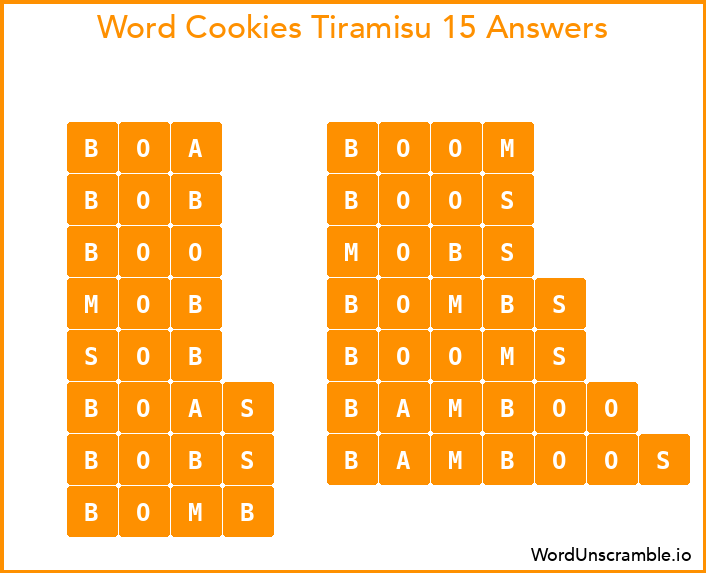 Word Cookies Tiramisu 15 Answers