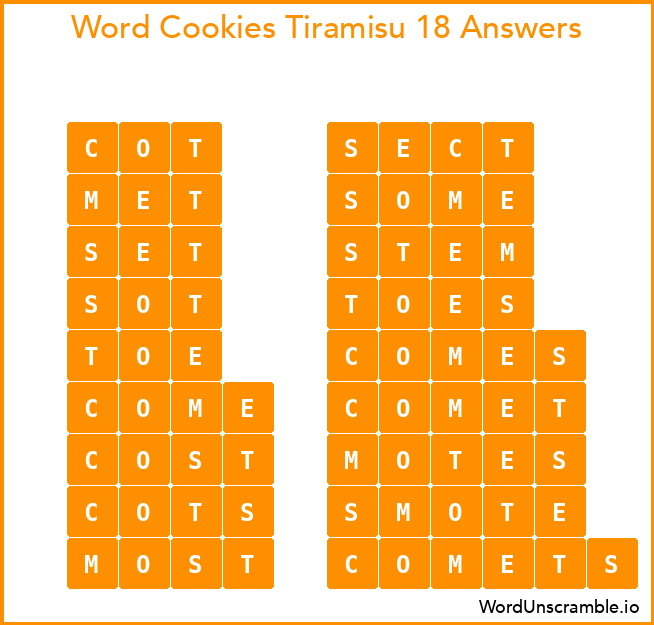 Word Cookies Tiramisu 18 Answers