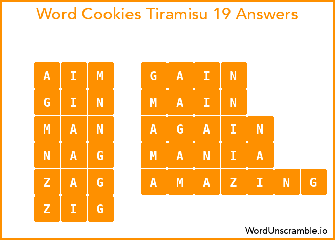 Word Cookies Tiramisu 19 Answers