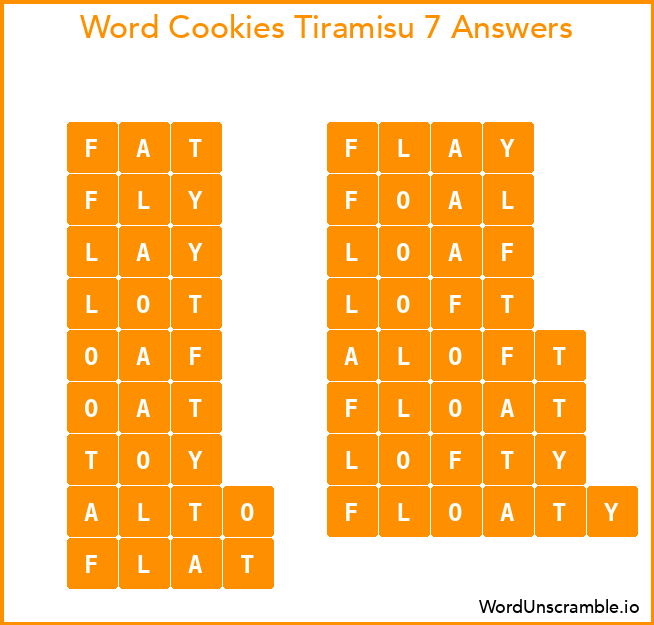 Word Cookies Tiramisu 7 Answers