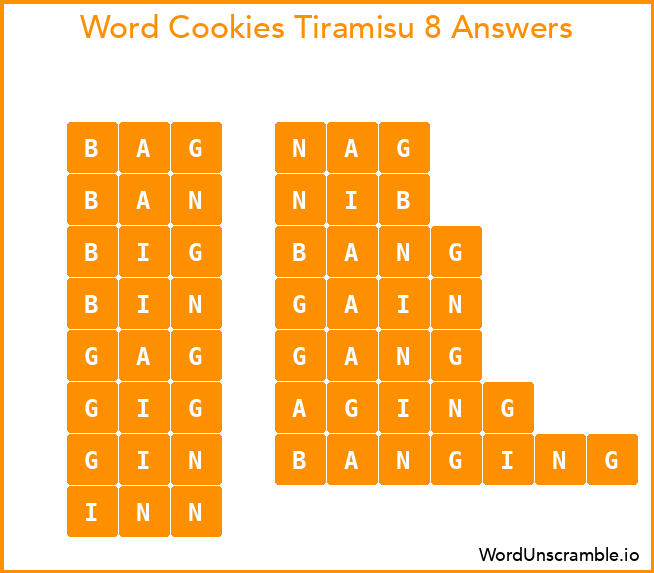 Word Cookies Tiramisu 8 Answers