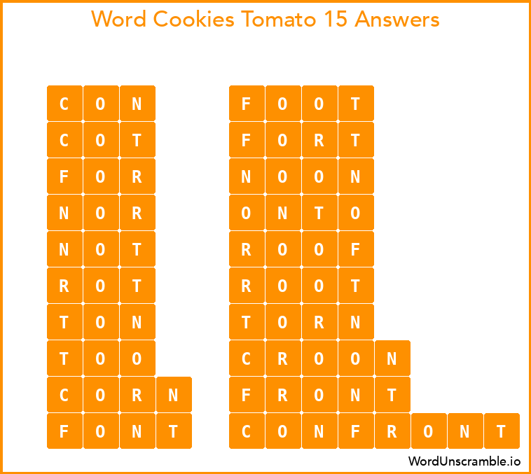 Word Cookies Tomato 15 Answers