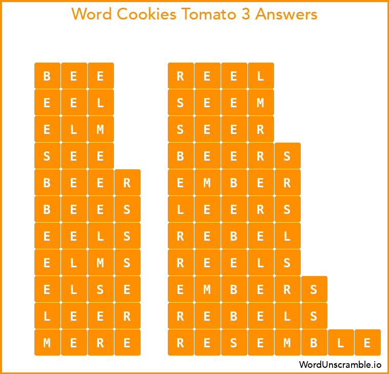 Word Cookies Tomato 3 Answers