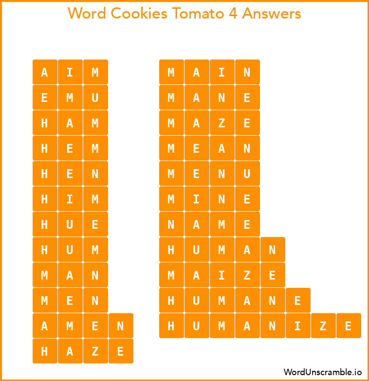 Word Cookies Tomato 4 Answers