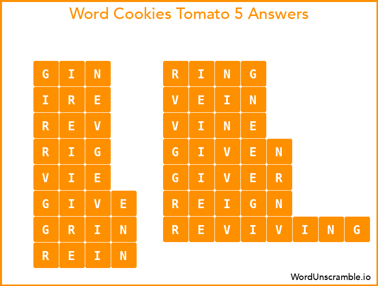 Word Cookies Tomato 5 Answers
