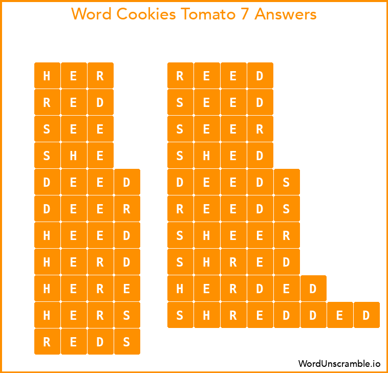 Word Cookies Tomato 7 Answers
