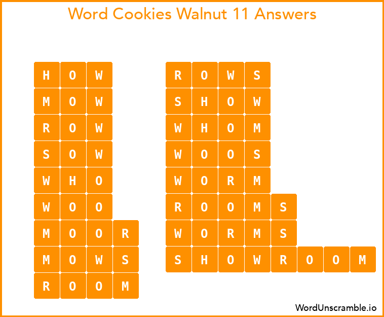 Word Cookies Walnut 11 Answers