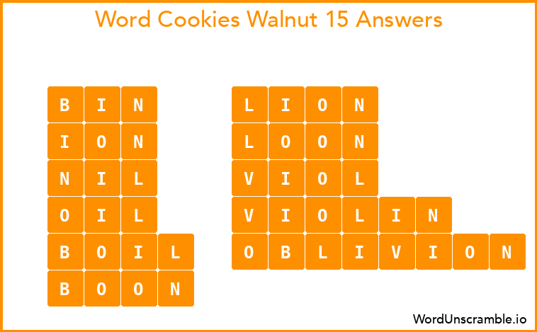Word Cookies Walnut 15 Answers