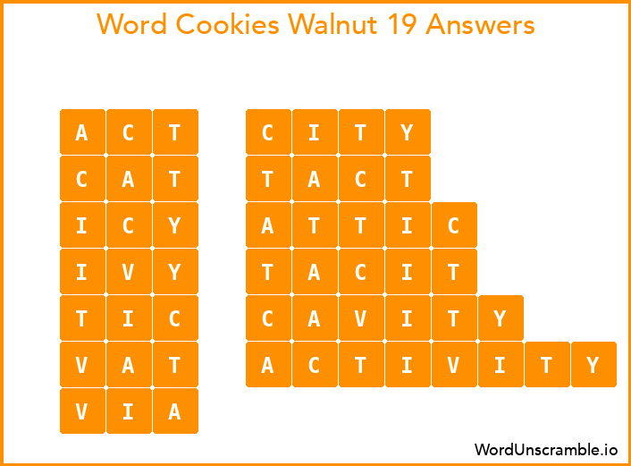 Word Cookies Walnut 19 Answers