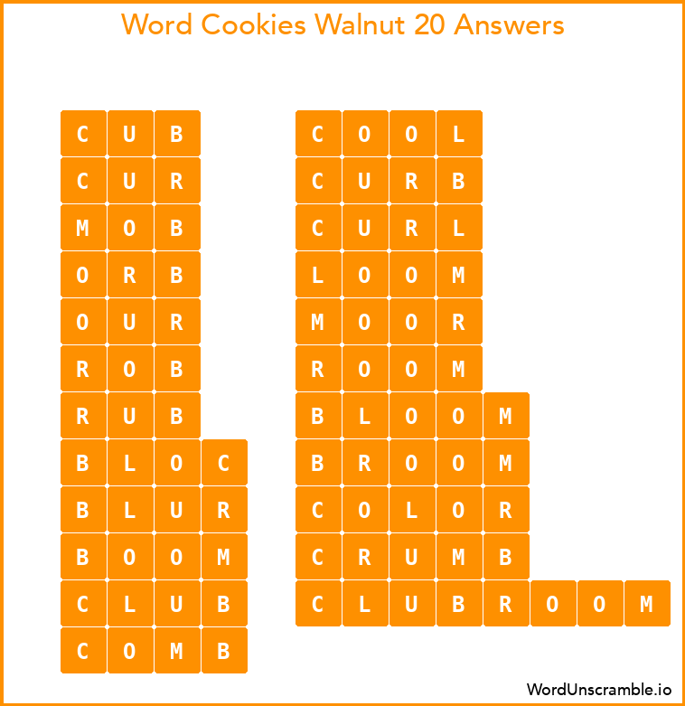 Word Cookies Walnut 20 Answers