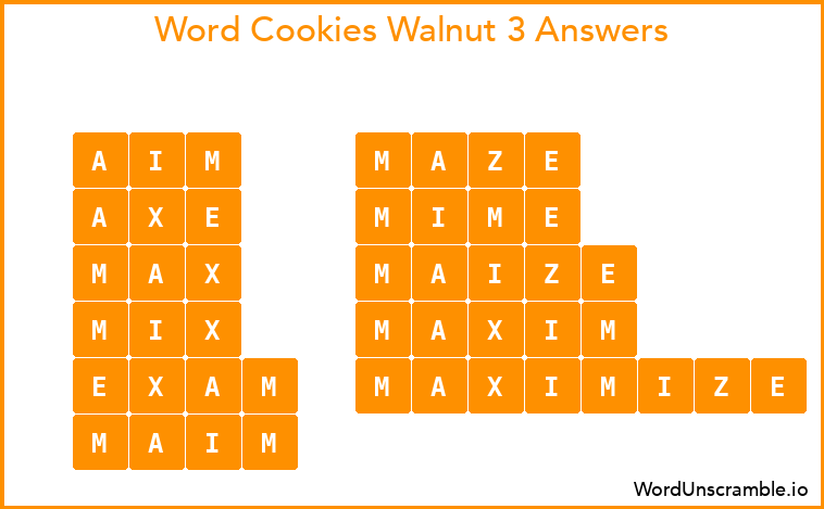 Word Cookies Walnut 3 Answers