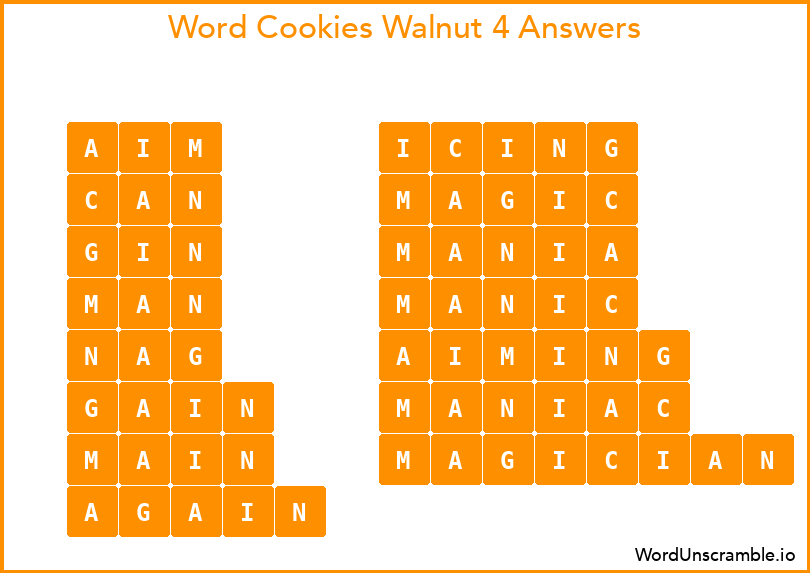 Word Cookies Walnut 4 Answers