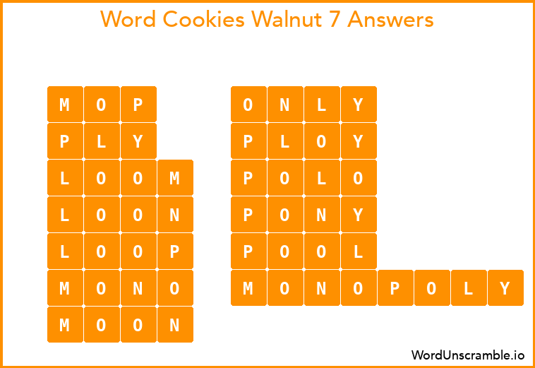 Word Cookies Walnut 7 Answers