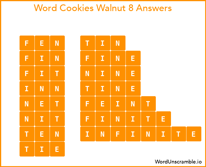 Word Cookies Walnut 8 Answers