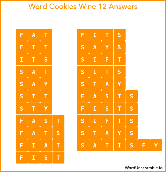 Word Cookies Wine 12 Answers
