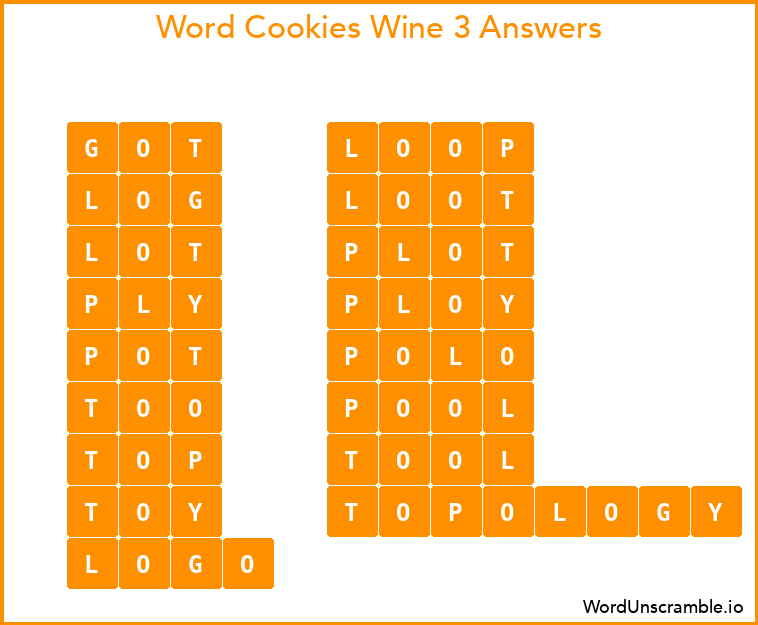 Word Cookies Wine 3 Answers