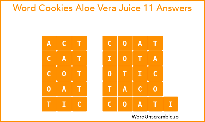 Word Cookies Aloe Vera Juice 11 Answers