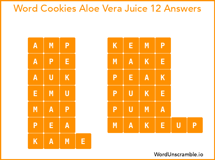 Word Cookies Aloe Vera Juice 12 Answers