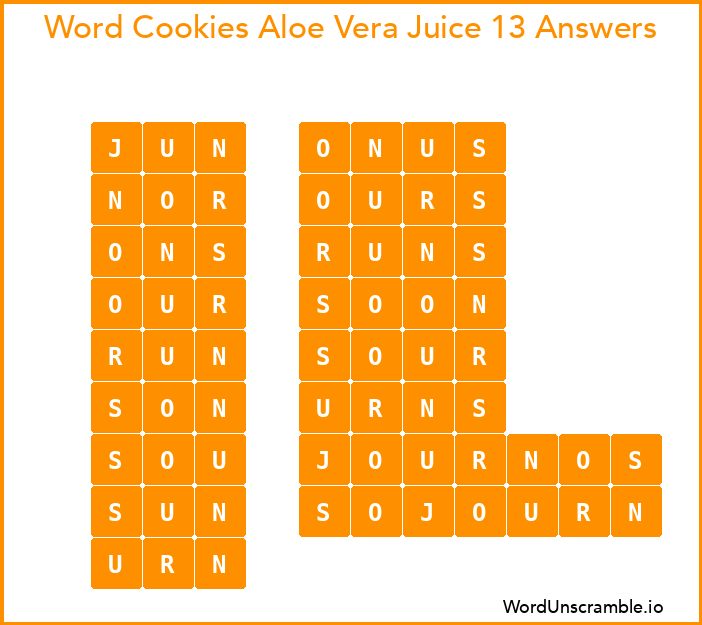 Word Cookies Aloe Vera Juice 13 Answers