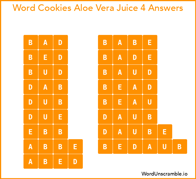 Word Cookies Aloe Vera Juice 4 Answers