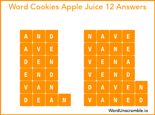 Word Cookies Apple Juice 12 Answers