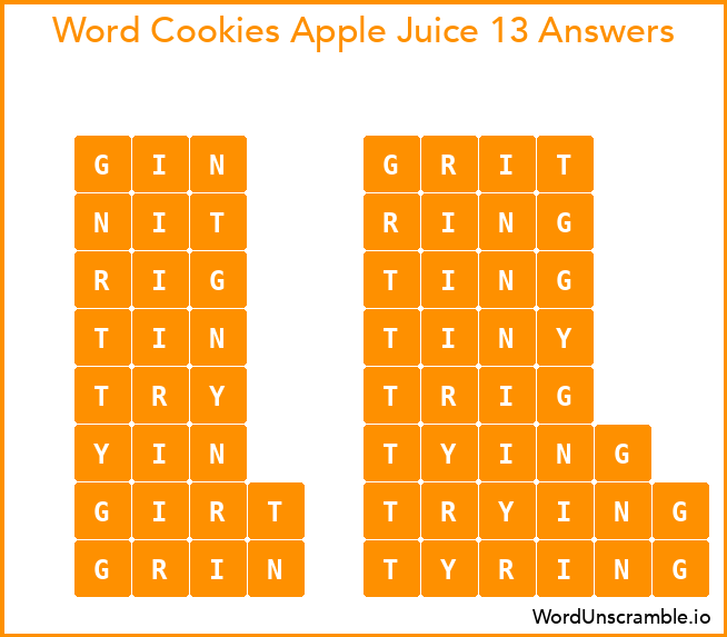 Word Cookies Apple Juice 13 Answers