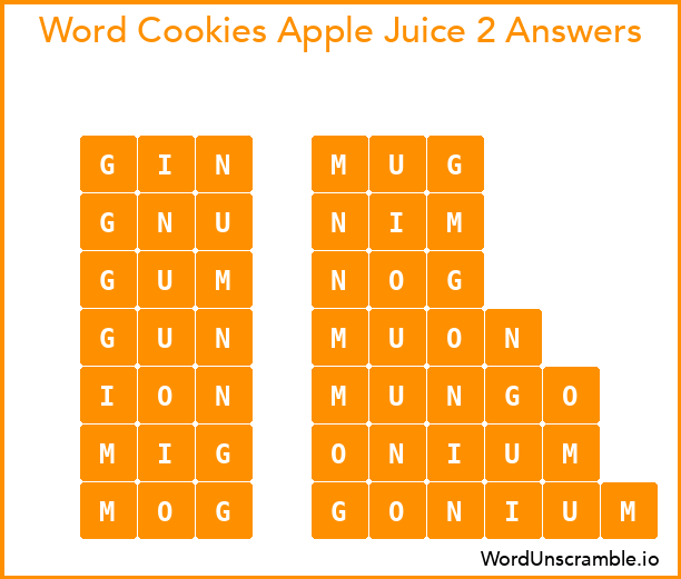 Word Cookies Apple Juice 2 Answers