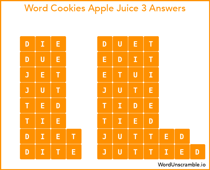 Word Cookies Apple Juice 3 Answers