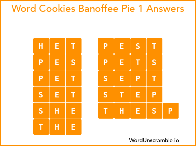 Word Cookies Banoffee Pie 1 Answers