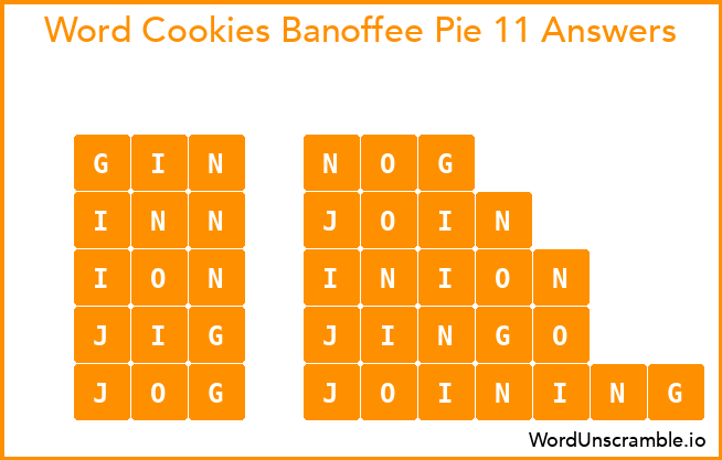 Word Cookies Banoffee Pie 11 Answers