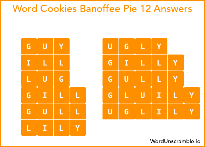 Word Cookies Banoffee Pie 12 Answers