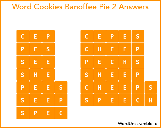 Word Cookies Banoffee Pie 2 Answers