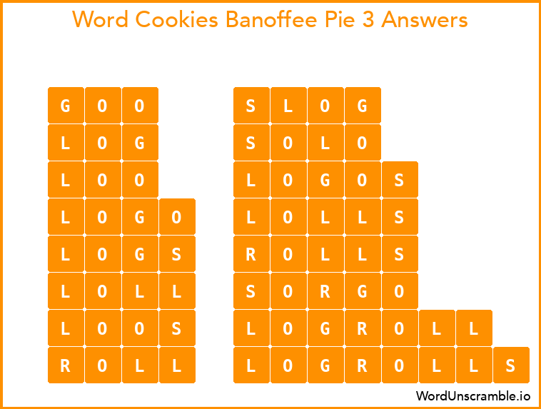 Word Cookies Banoffee Pie 3 Answers