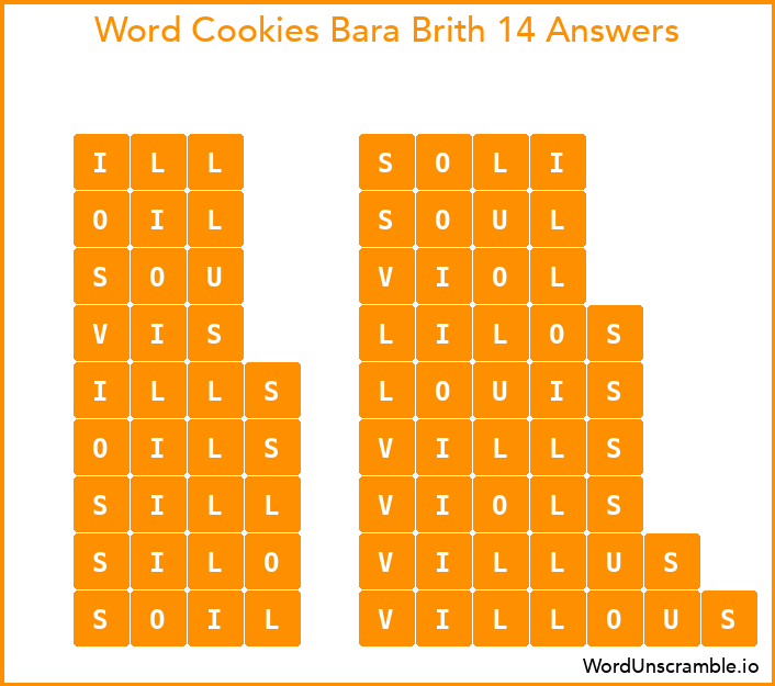 Word Cookies Bara Brith 14 Answers