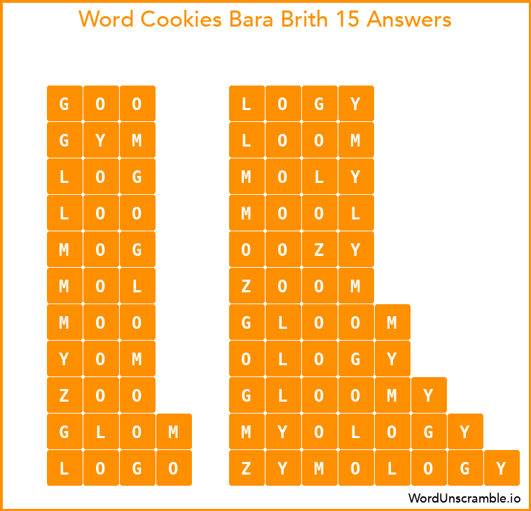 Word Cookies Bara Brith 15 Answers