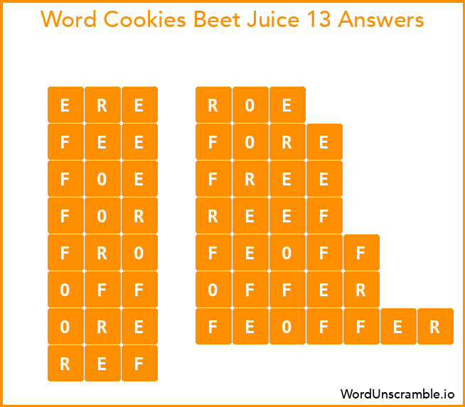 Word Cookies Beet Juice 13 Answers