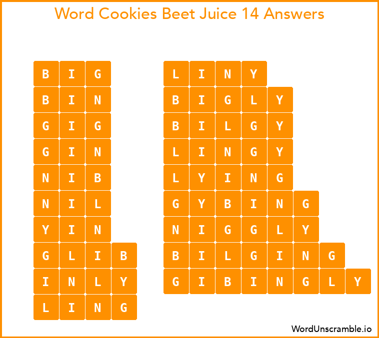 Word Cookies Beet Juice 14 Answers
